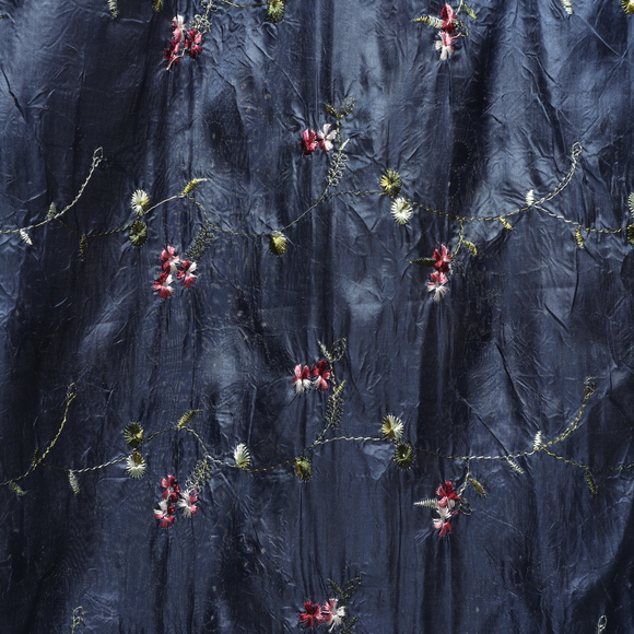 Rocchi Floral Embroidery Scarf 25x60 Blue/Pink Silk/Polyester - Picture 3 of 14